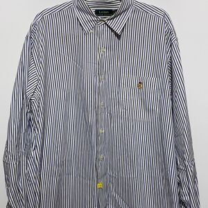 Lauren Ralph Lauren Mens Shirt Button Down Long Sleeve Stripe White Size XL
